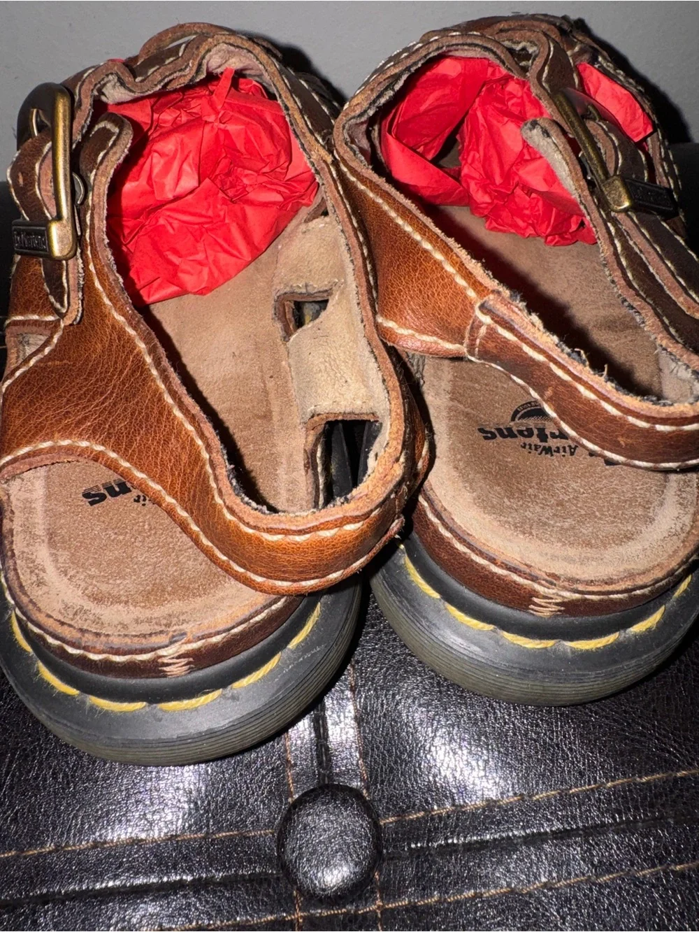 RARE VTG Dr Martens Brown Fisherman Sandals Womens US 9 Chunky Leather Y2K 90s